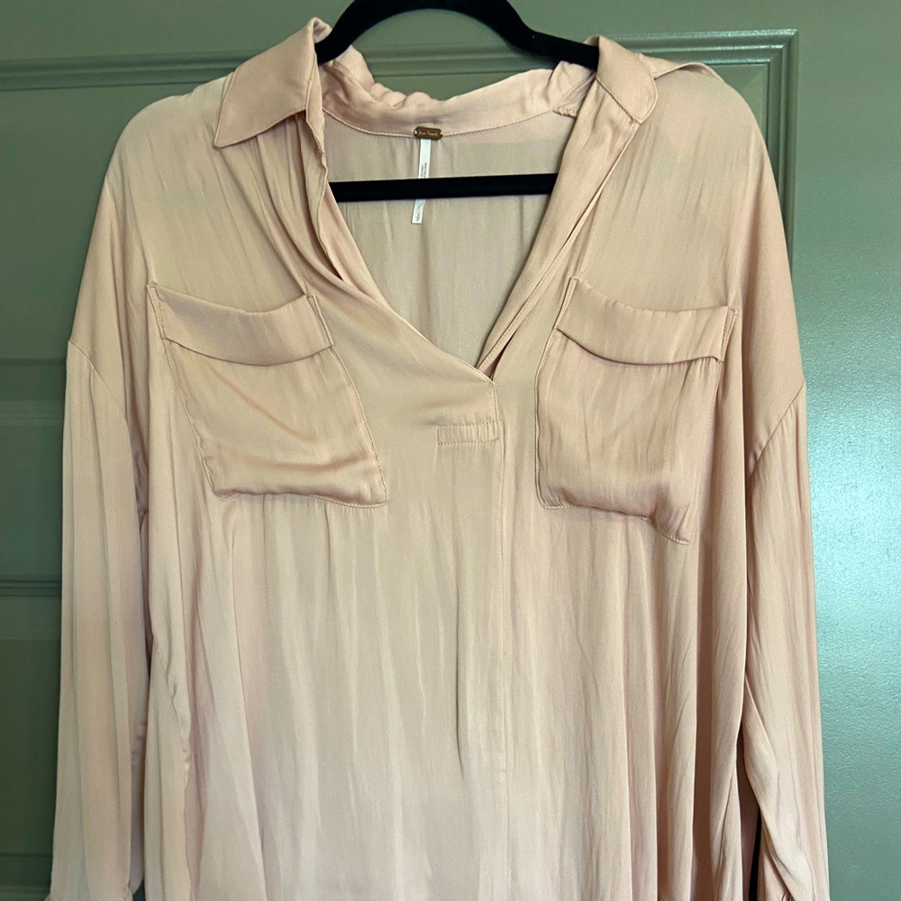 Pink silk Free People Blouse